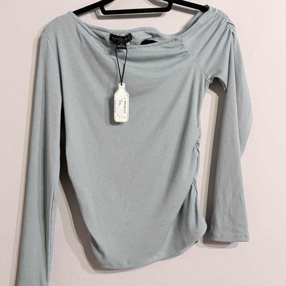 Women's Ribbed Off Shoulder Long Sleeve Top